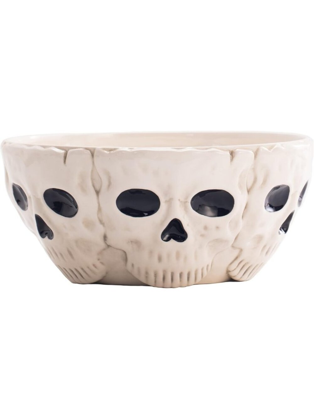 Spooky 10.4" White Skull Candy Bowl - Ceramic Serving Dish for Treats & Snacks